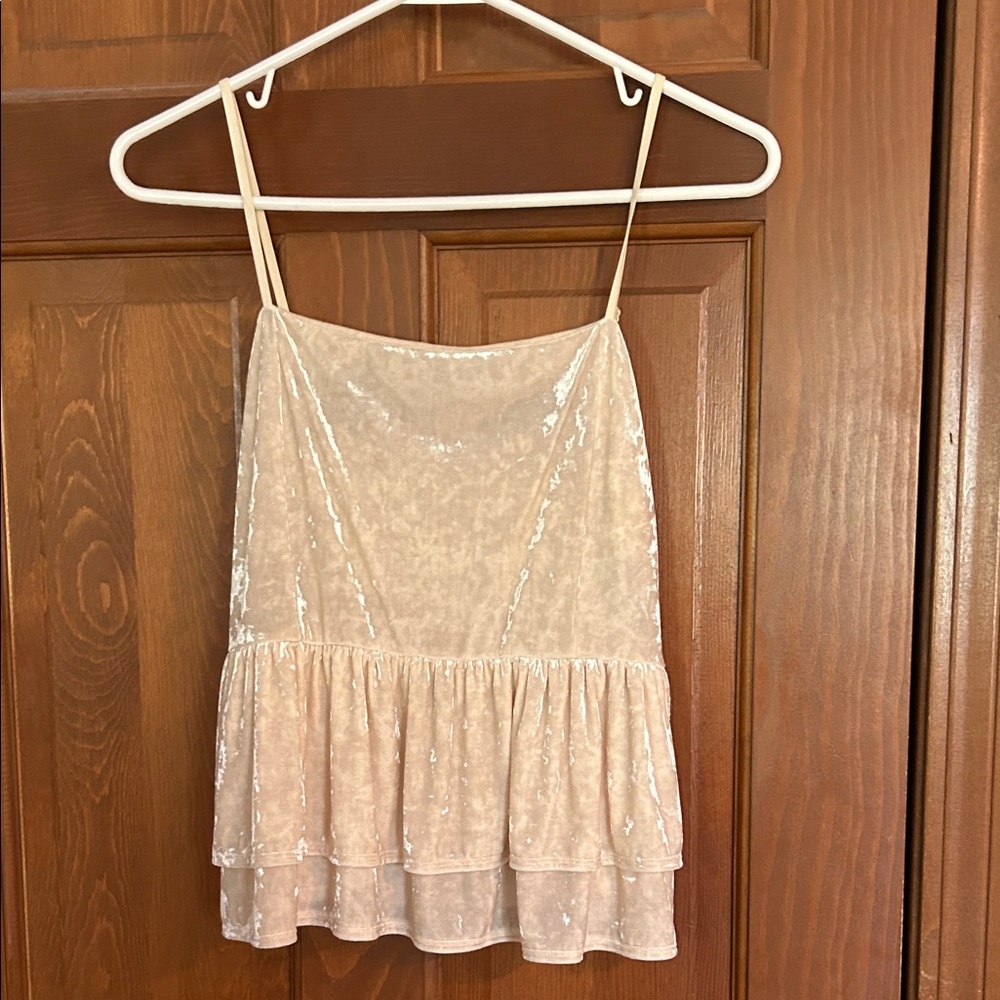 American Eagle Outfitters Cream Velvet Camisole